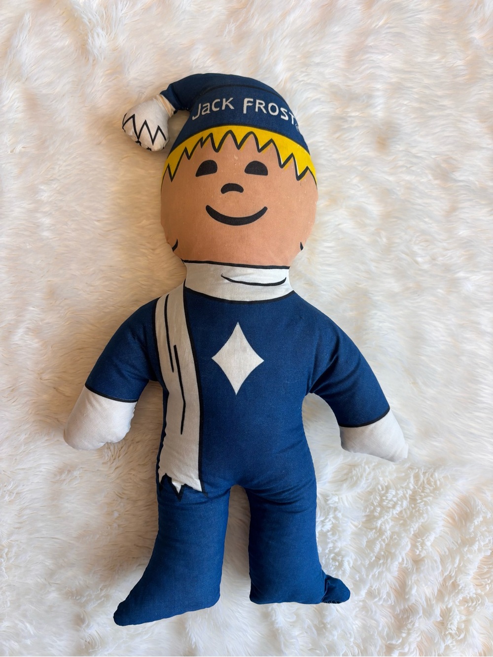 Vintage 1970s Jack Frost Sugar Branded Plush Advertising Rag Doll 17"